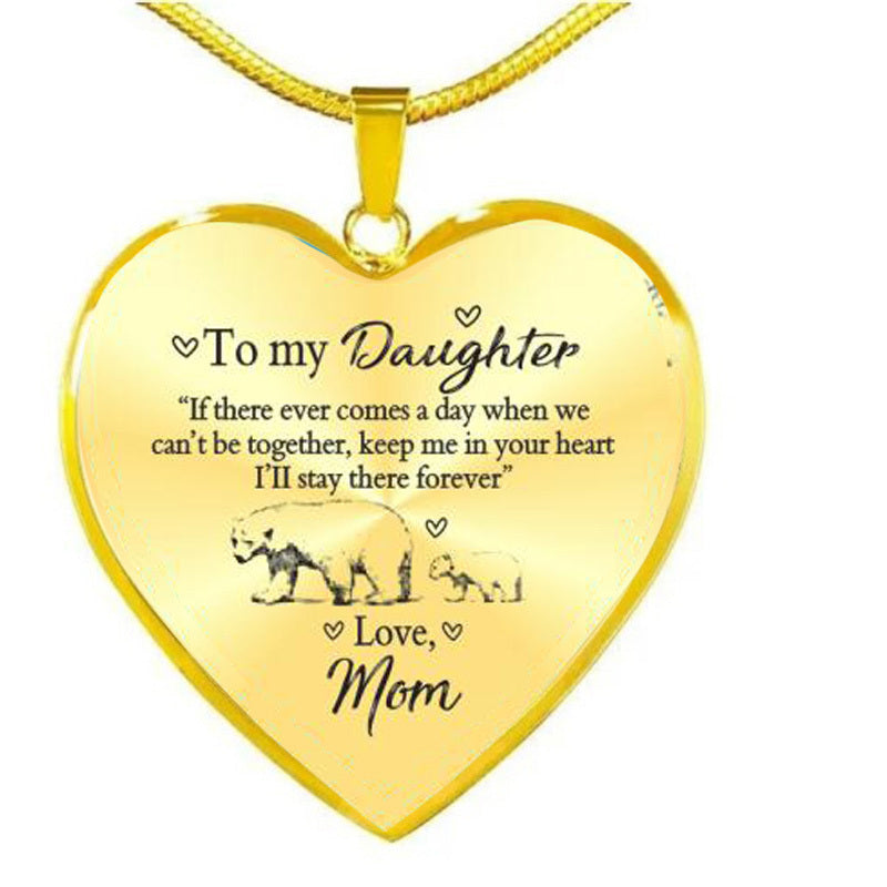 Cute To My Daughter Necklace Kawaii Bear Mom Dad and Baby Epoxy Necklace - HieuLuxe