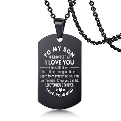To My Son Love Dad Mom Stainless Steel Pendant Inspirational Necklace - HieuLuxe