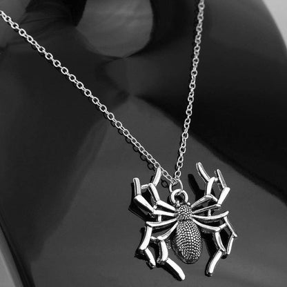 Necklace Jewelry Pendants Cross-Chain Spider Silver-Color Halloween Gift Womens Short - HieuLuxe