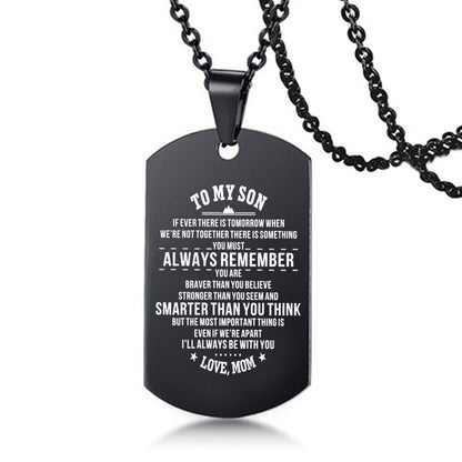 To My Son Love Dad Mom Stainless Steel Pendant Inspirational Necklace - HieuLuxe