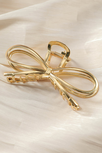 Gold Casual Bowknot Shape Metal Claw Clip - HieuLuxe
