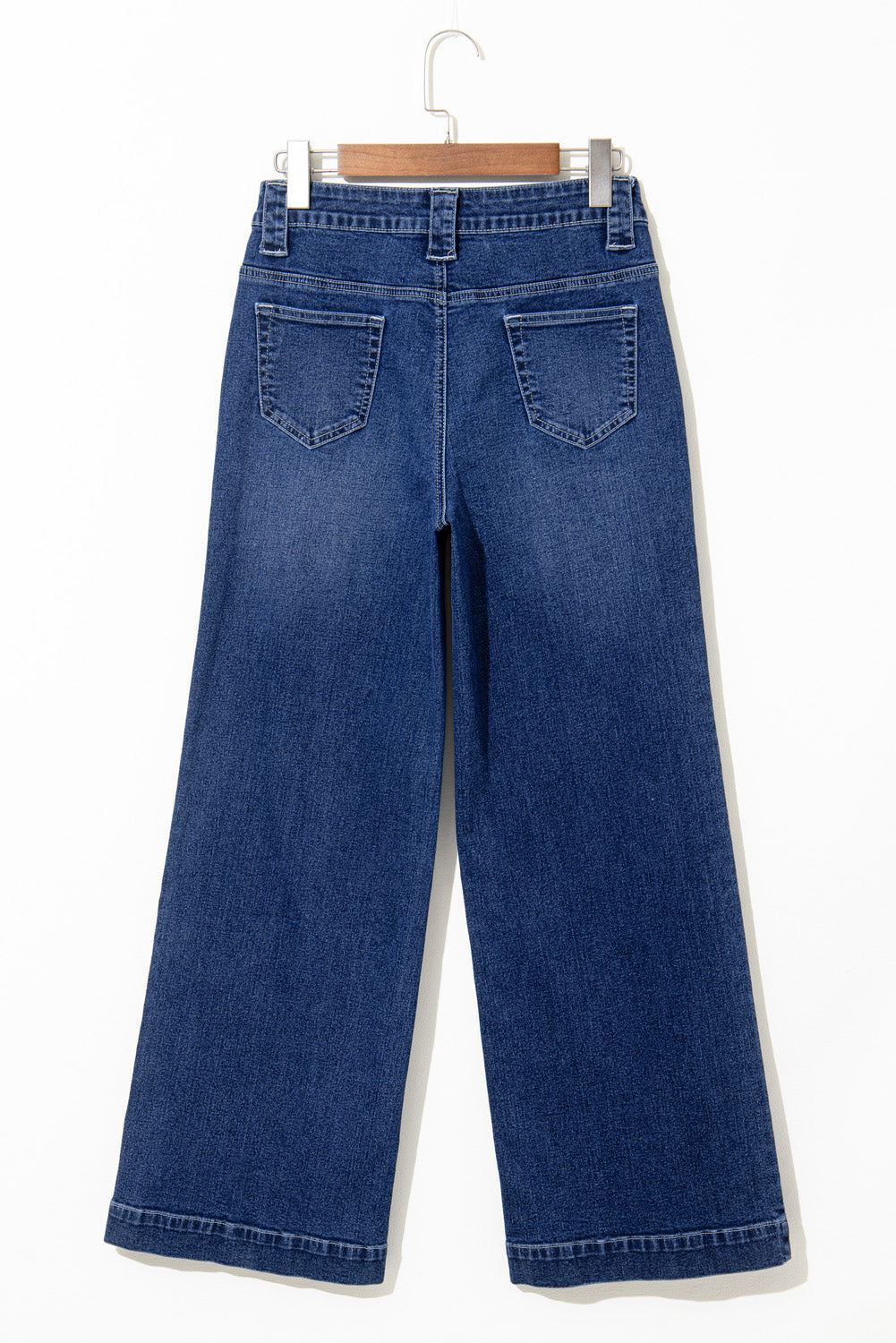 Sail Blue Wide Leg Pocketed High Waist Jeans - HieuLuxe