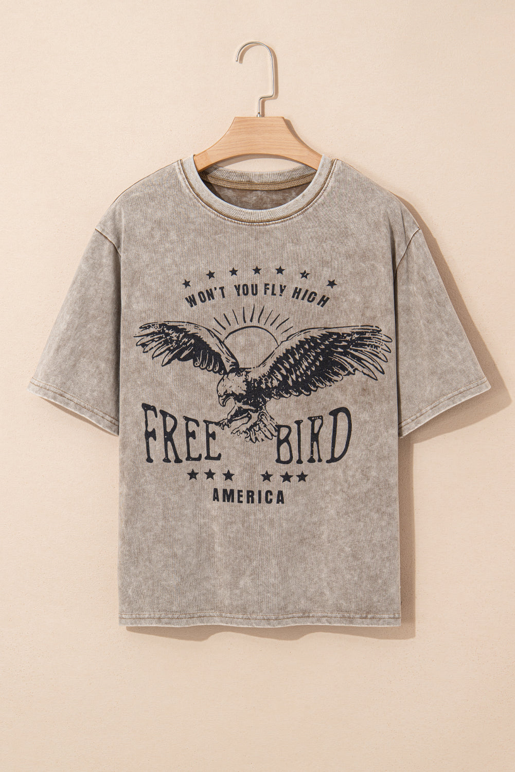 Parchment Mineral Washed Letter Graphic Top - HieuLuxe