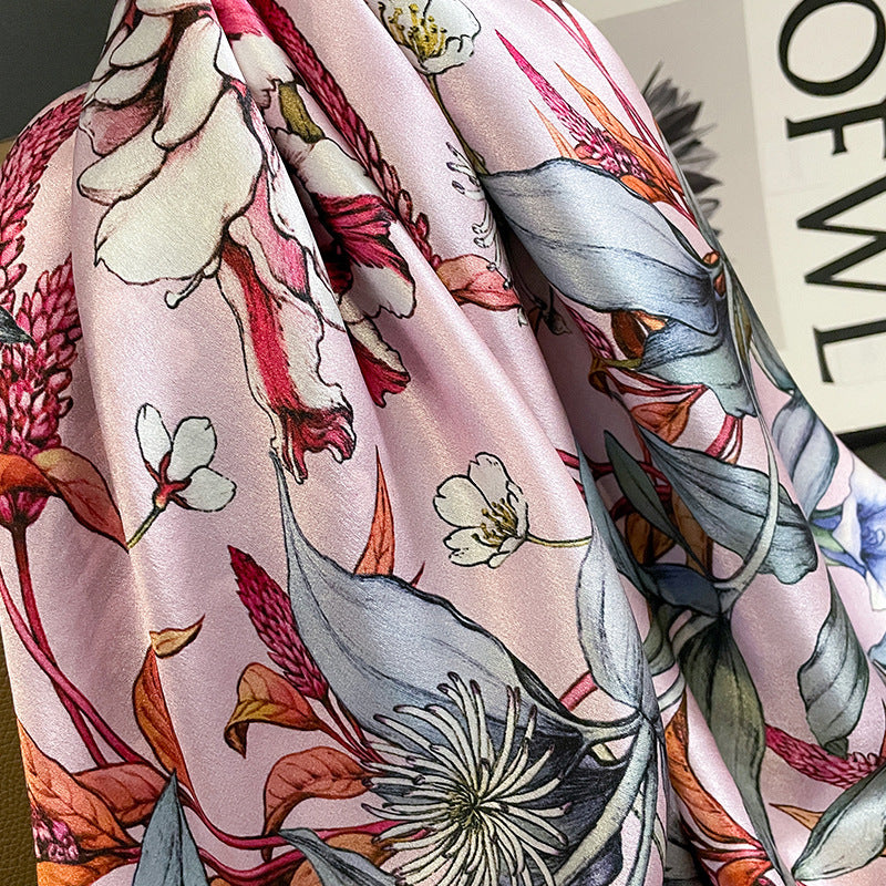 Women's Printed Silk Scarf Autumn And Winter Warm Scarf