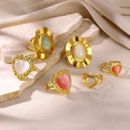 Retro Stainless Steel Heart-shaped Pendant Ring Personality All-match