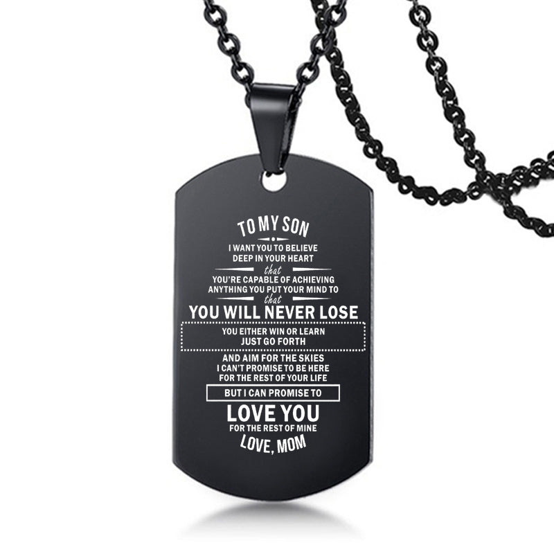To My Son Love Dad Mom Stainless Steel Pendant Inspirational Necklace - HieuLuxe