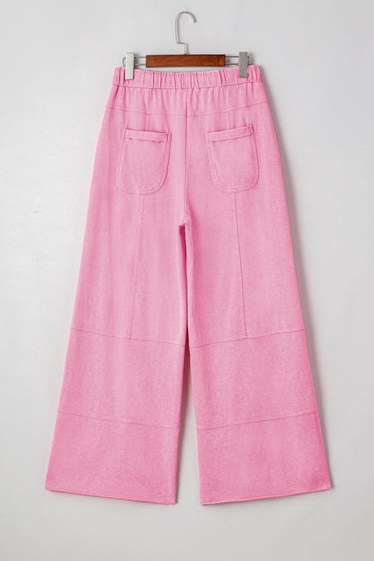 Bonbon Mineral Wash Exposed Seam Wide Leg Cargo Pants - HieuLuxe