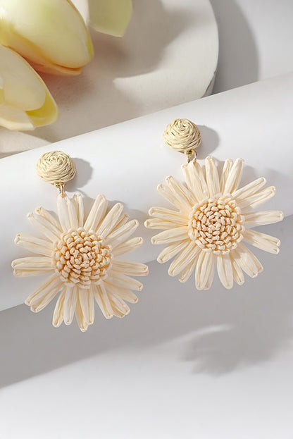 White Boho Flower Drop Earrings - HieuLuxe