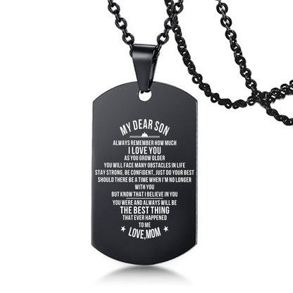 To My Son Love Dad Mom Stainless Steel Pendant Inspirational Necklace - HieuLuxe