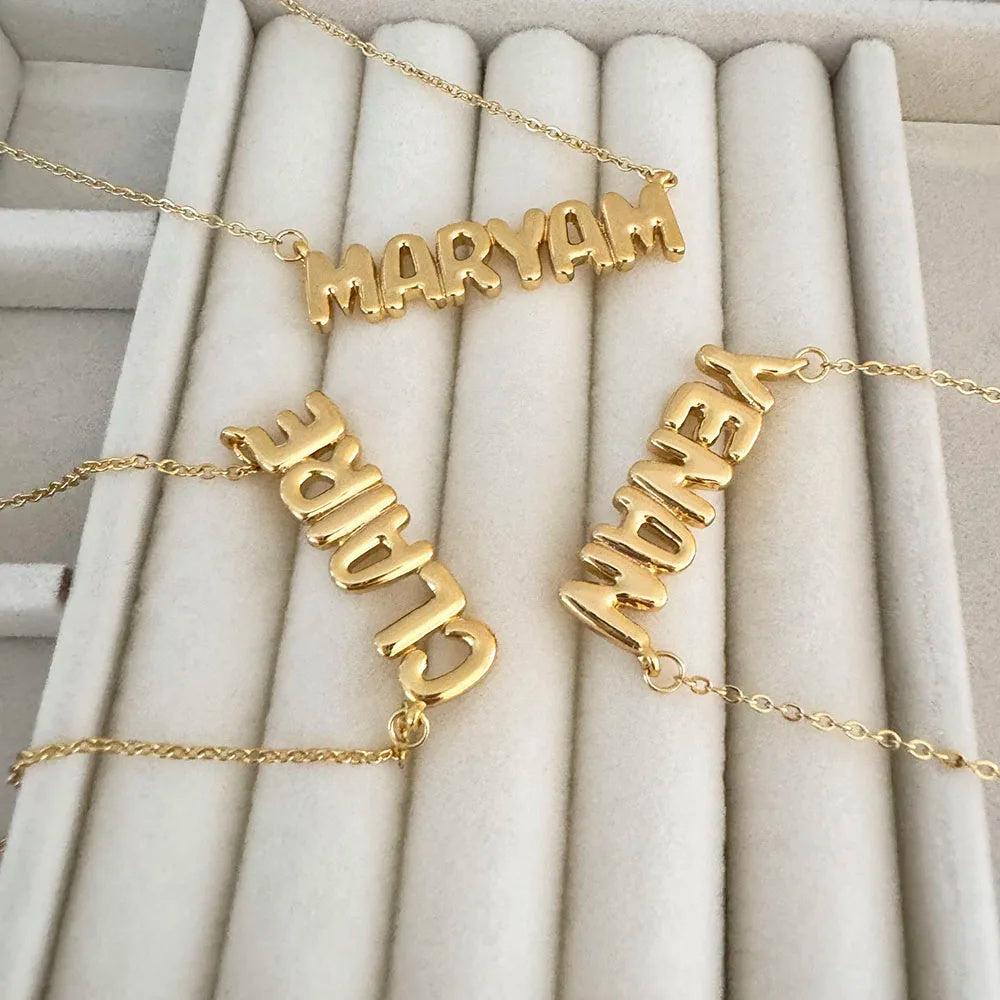 Customized Bubble Name Necklace, Fashionable Mini 3D Letter Necklace - HieuLuxe