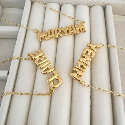 Customized Bubble Name Necklace, Fashionable Mini 3D Letter Necklace - HieuLuxe