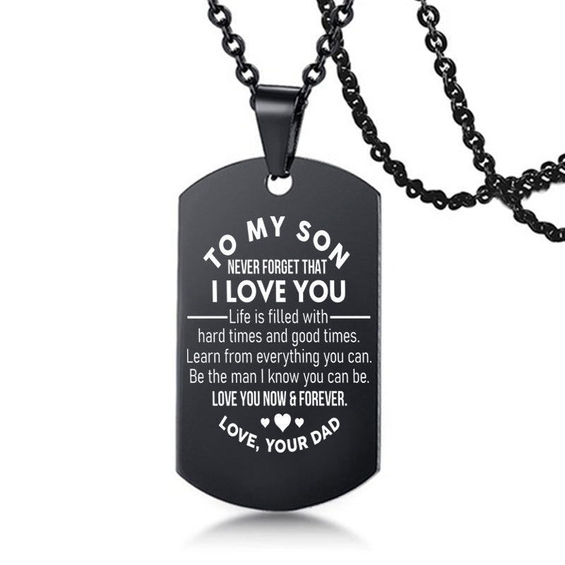 To My Son Love Dad Mom Stainless Steel Pendant Inspirational Necklace - HieuLuxe