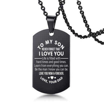 To My Son Love Dad Mom Stainless Steel Pendant Inspirational Necklace - HieuLuxe