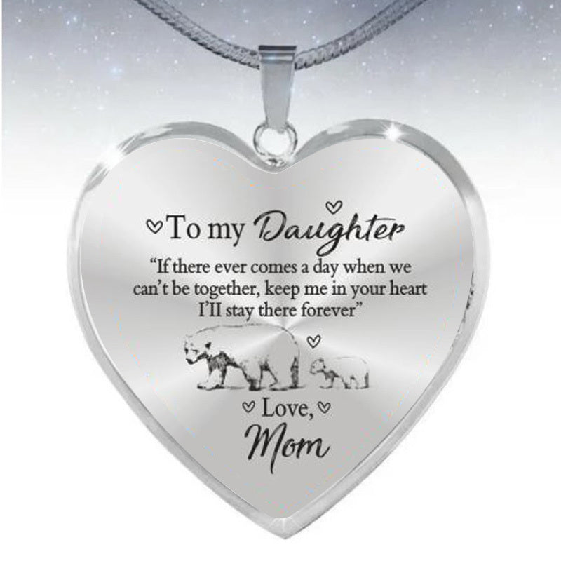 Cute To My Daughter Necklace Kawaii Bear Mom Dad and Baby Epoxy Necklace - HieuLuxe