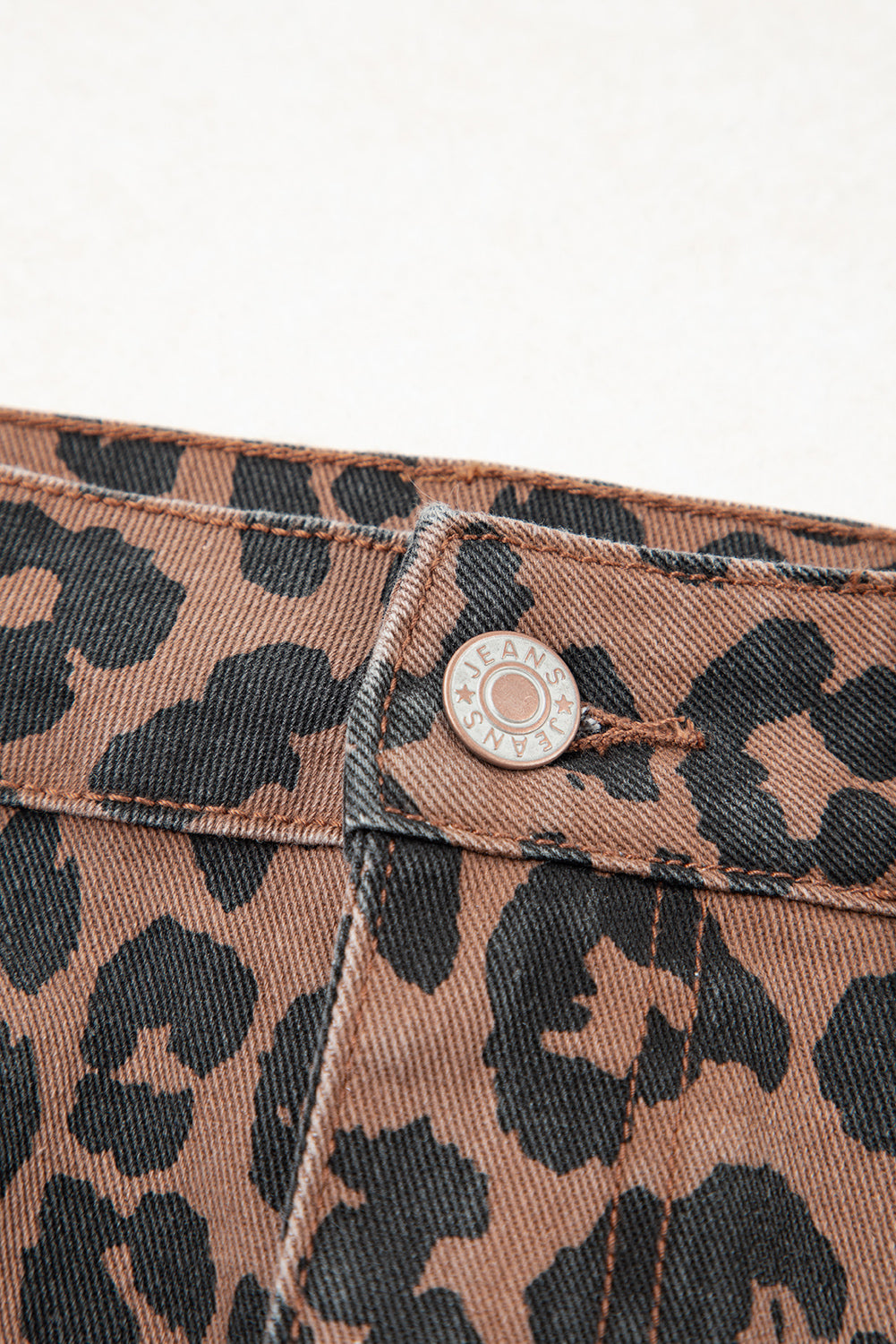 Brown Leopard Frayed Split Denim Midi Skirt - HieuLuxe