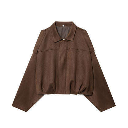 Suede Effect Bomber Jacket Coat