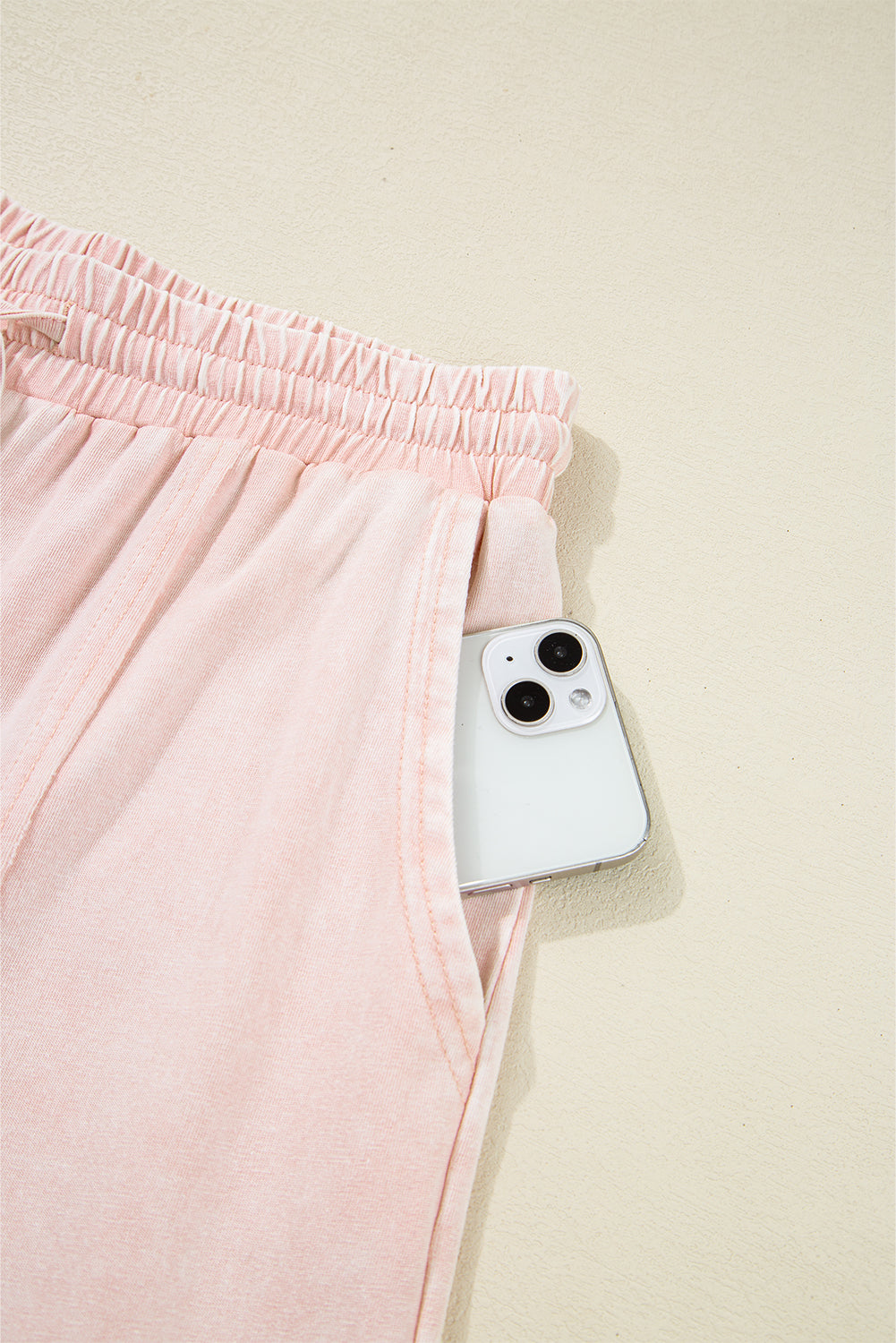 Pink Flower Patch Mineral Washed Cropped Wide Leg Pants - HieuLuxe