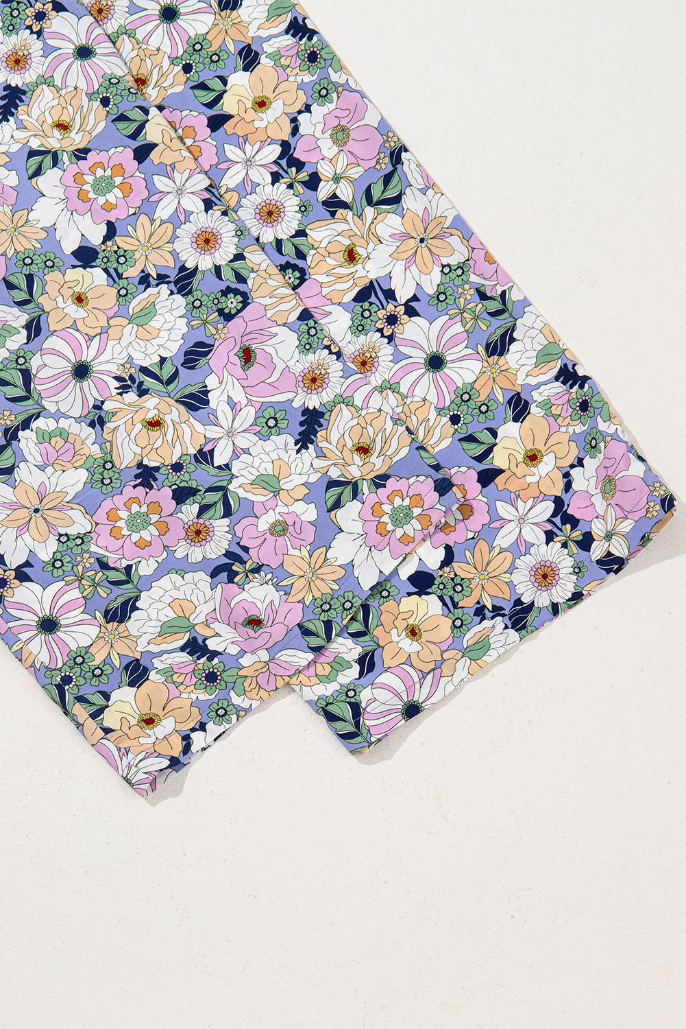 Purple Floral Square Neckline Stretch High Waist Jumpsuit - HieuLuxe