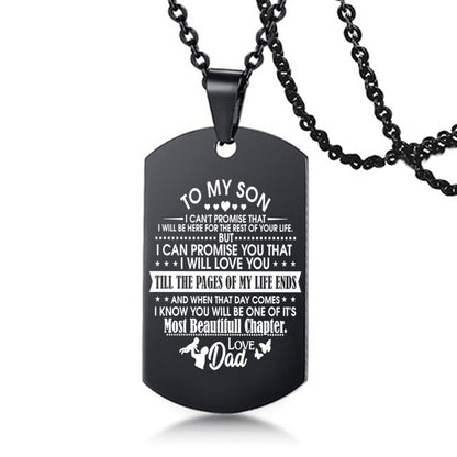 To My Son Love Dad Mom Stainless Steel Pendant Inspirational Necklace - HieuLuxe