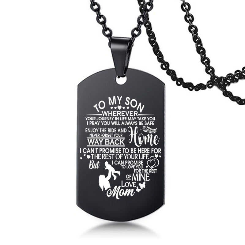 To My Son Love Dad Mom Stainless Steel Pendant Inspirational Necklace - HieuLuxe