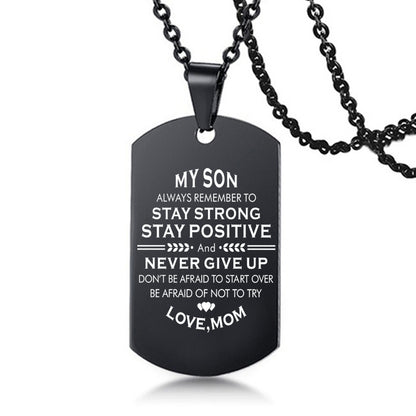 To My Son Love Dad Mom Stainless Steel Pendant Inspirational Necklace - HieuLuxe