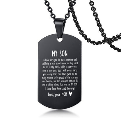 To My Son Love Dad Mom Stainless Steel Pendant Inspirational Necklace - HieuLuxe