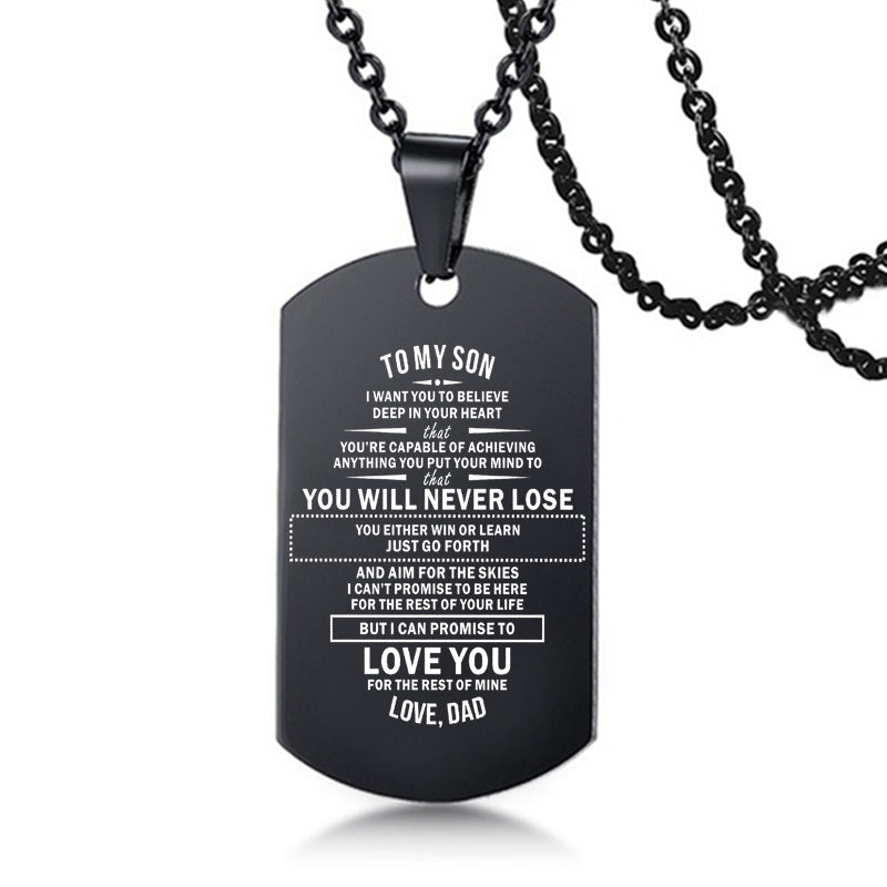 To My Son Love Dad Mom Stainless Steel Pendant Inspirational Necklace - HieuLuxe