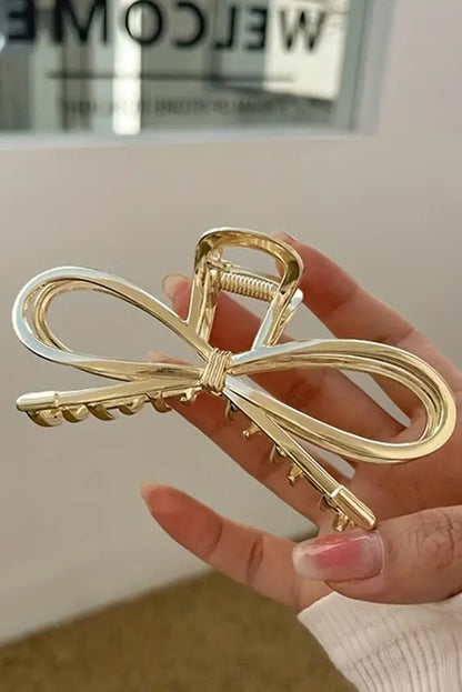 Gold Casual Bowknot Shape Metal Claw Clip - HieuLuxe