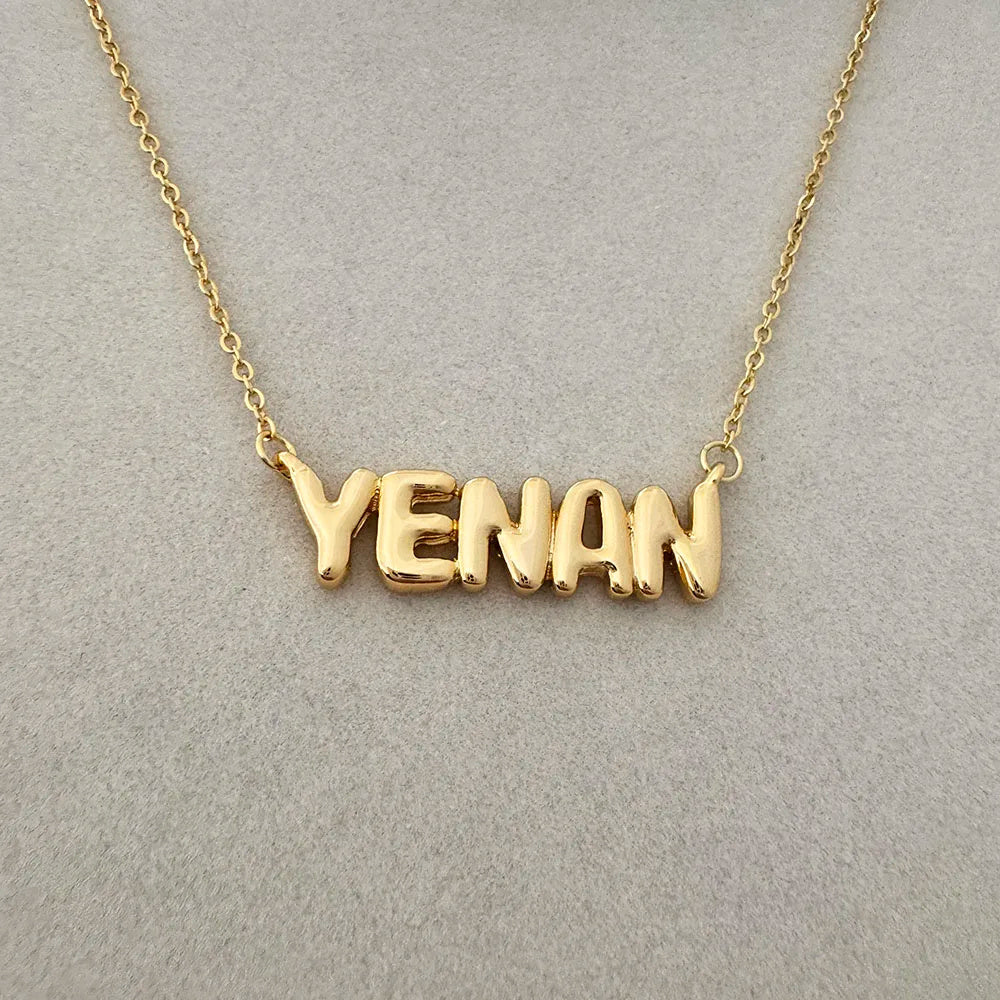 Customized Bubble Name Necklace, Fashionable Mini 3D Letter Necklace - HieuLuxe