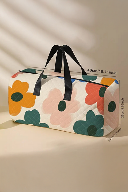 White Floral Quilted Tote Bag - HieuLuxe