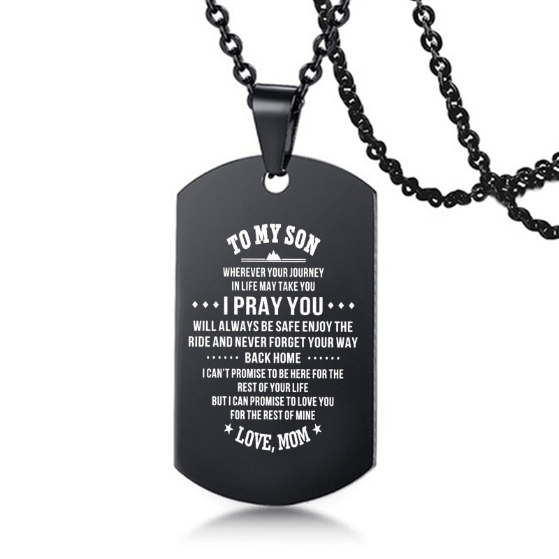 To My Son Love Dad Mom Stainless Steel Pendant Inspirational Necklace - HieuLuxe