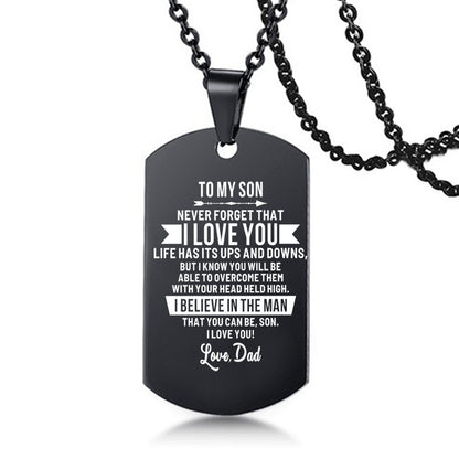 To My Son Love Dad Mom Stainless Steel Pendant Inspirational Necklace - HieuLuxe