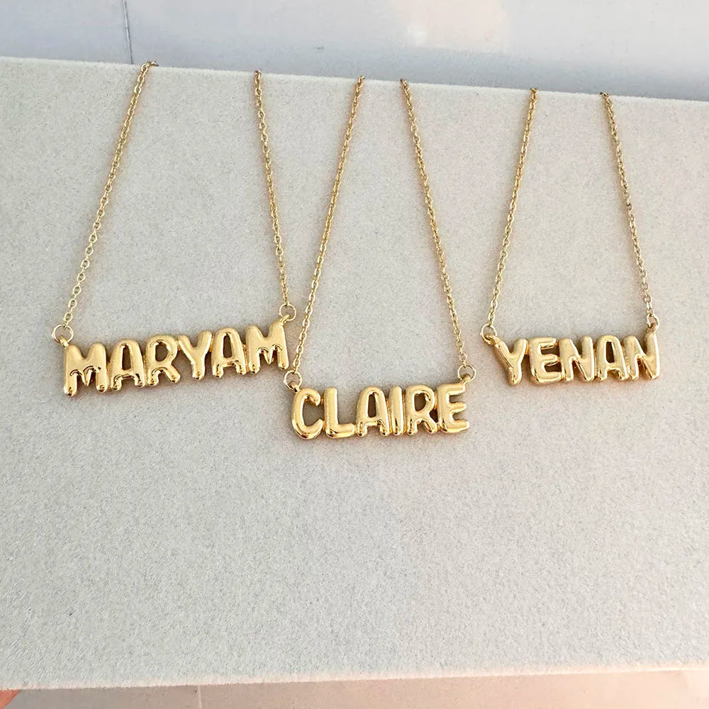 Customized Bubble Name Necklace, Fashionable Mini 3D Letter Necklace - HieuLuxe