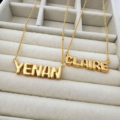 Customized Bubble Name Necklace, Fashionable Mini 3D Letter Necklace - HieuLuxe