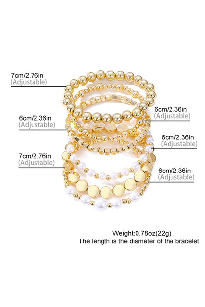 Gold Minimalist Pearl Beaded Bracelet Set - HieuLuxe