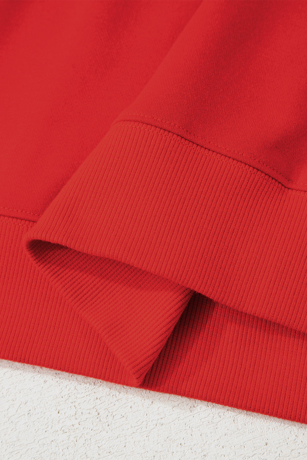 Fiery Red Preppy Striped Sleeve Loose Sweatshirt - HieuLuxe