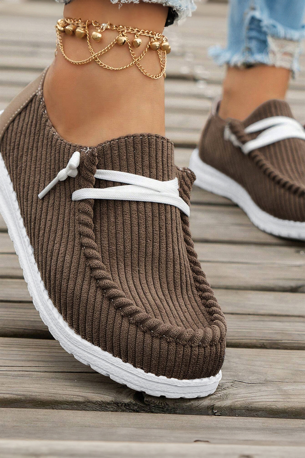 Coffee Lace Up Casual Shoes - HieuLuxe