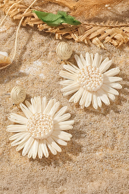 White Boho Flower Drop Earrings - HieuLuxe