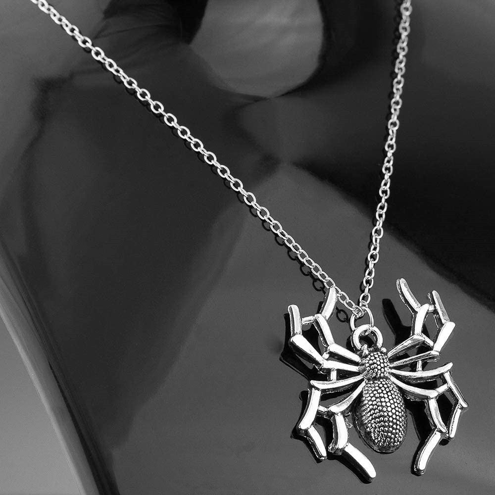 Necklace Jewelry Pendants Cross-Chain Spider Silver-Color Halloween Gift Womens Short - HieuLuxe