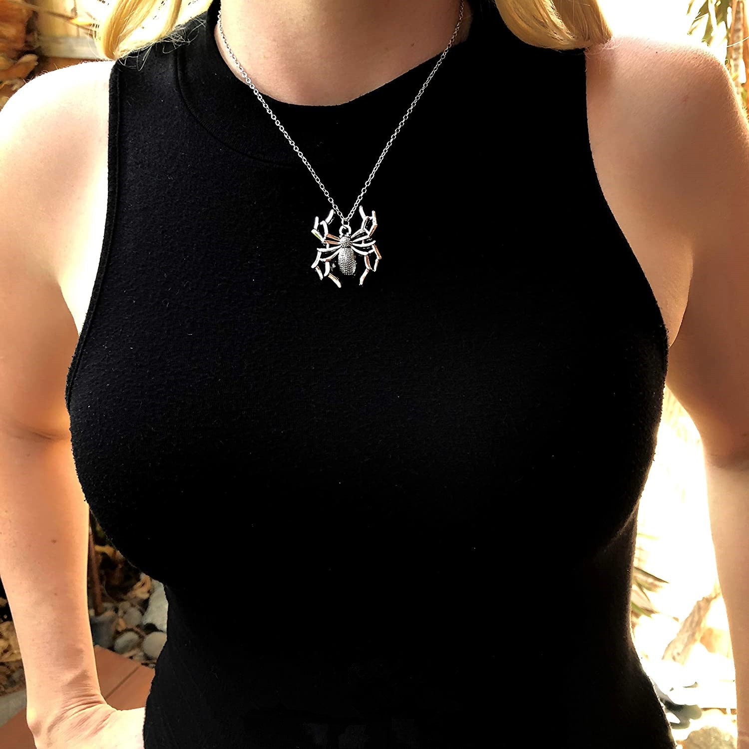 Necklace Jewelry Pendants Cross-Chain Spider Silver-Color Halloween Gift Womens Short - HieuLuxe