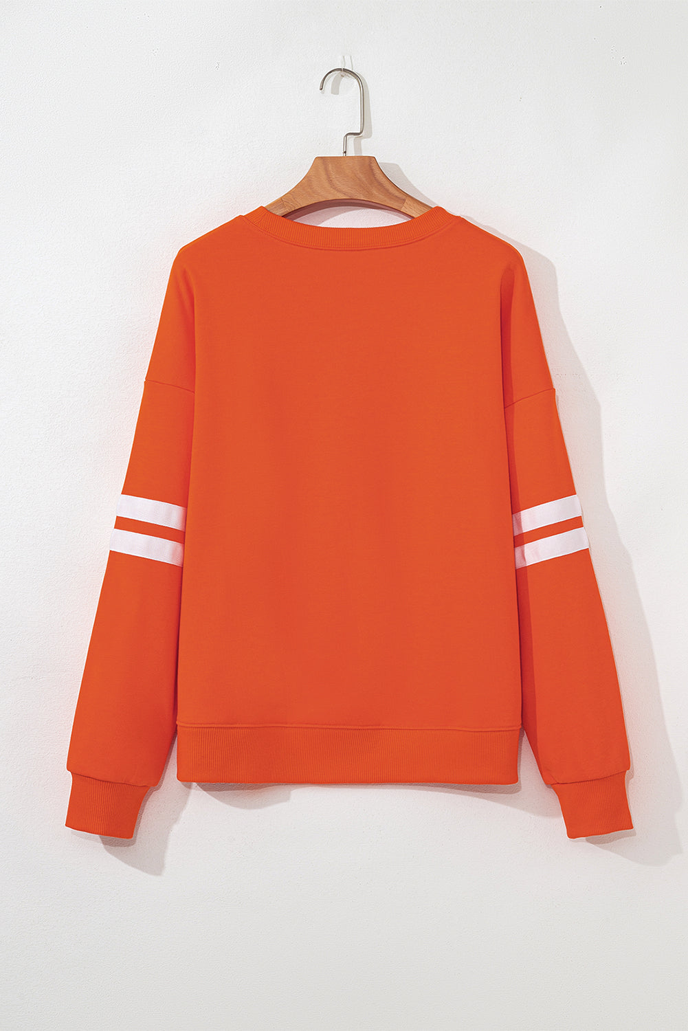 Orange Preppy Striped Sleeve Loose Sweatshirt - HieuLuxe