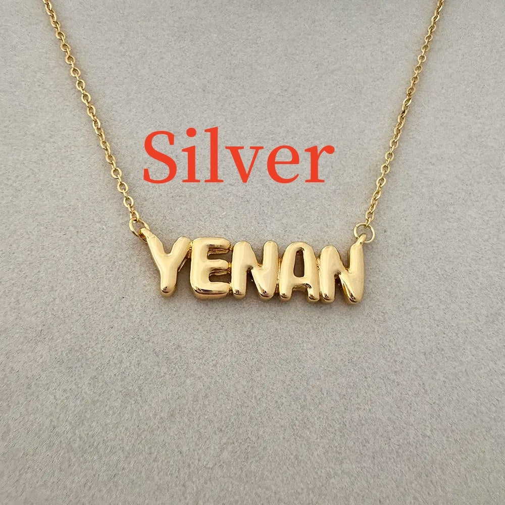 Customized Bubble Name Necklace, Fashionable Mini 3D Letter Necklace - HieuLuxe