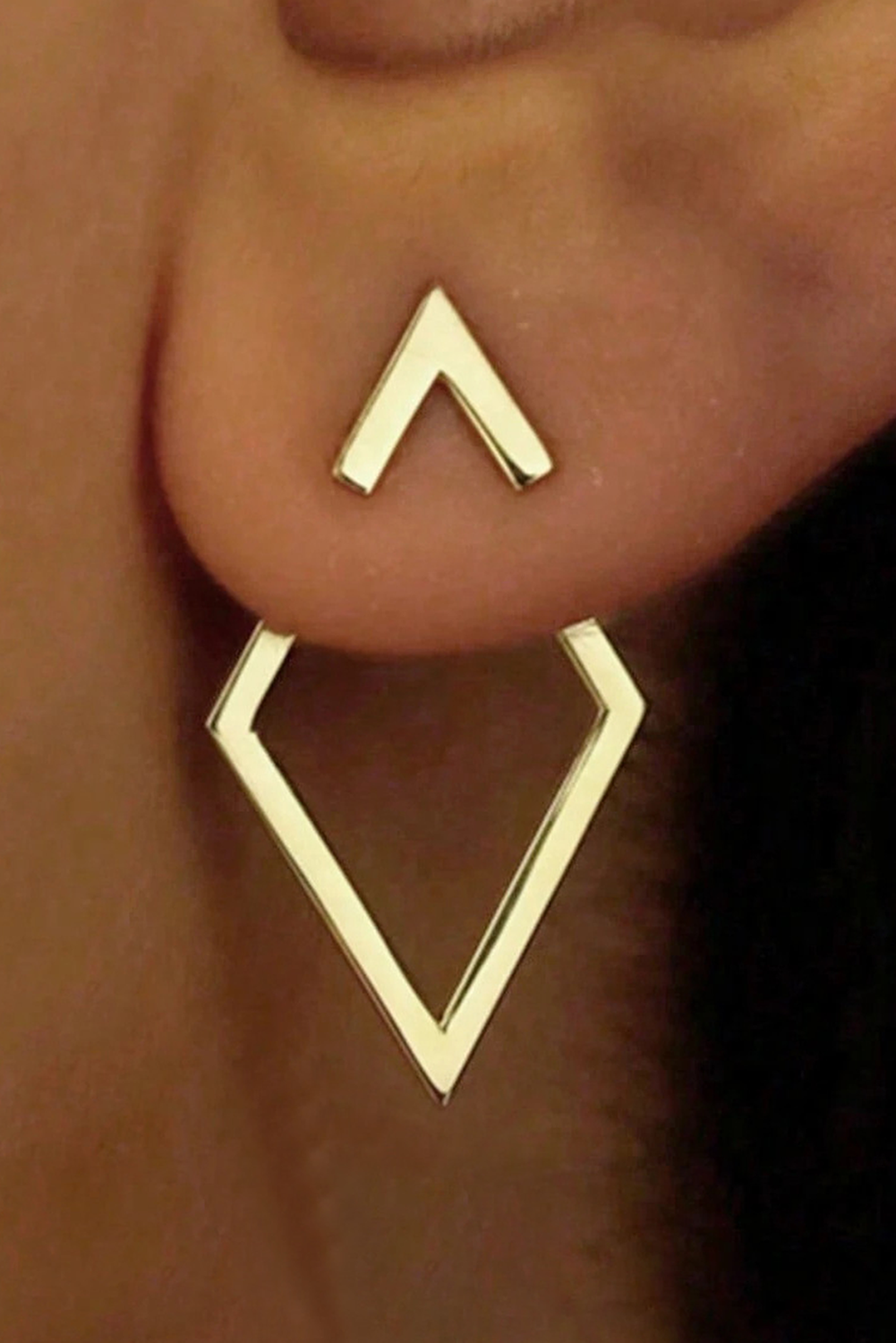 Gold Geometric Shape Stud Earrings - HieuLuxe