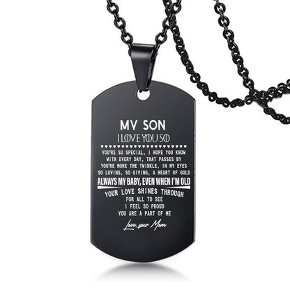 To My Son Love Dad Mom Stainless Steel Pendant Inspirational Necklace - HieuLuxe