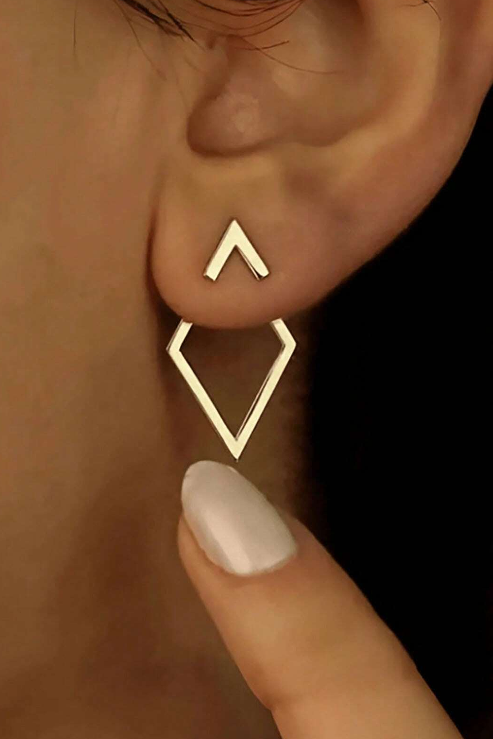 Gold Geometric Shape Stud Earrings - HieuLuxe