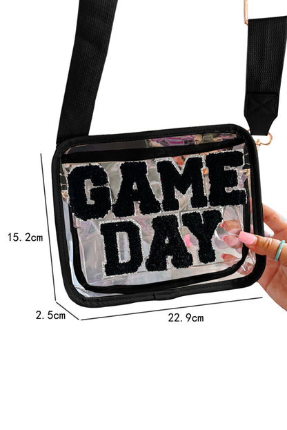 Black Chenille GAME DAY Pattern Clear Bag - HieuLuxe
