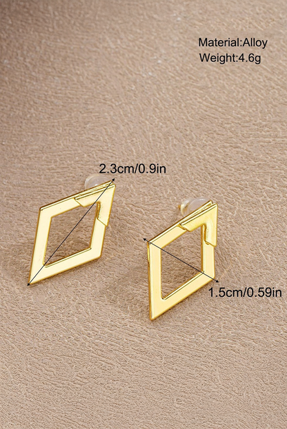 Gold Geometric Shape Stud Earrings - HieuLuxe
