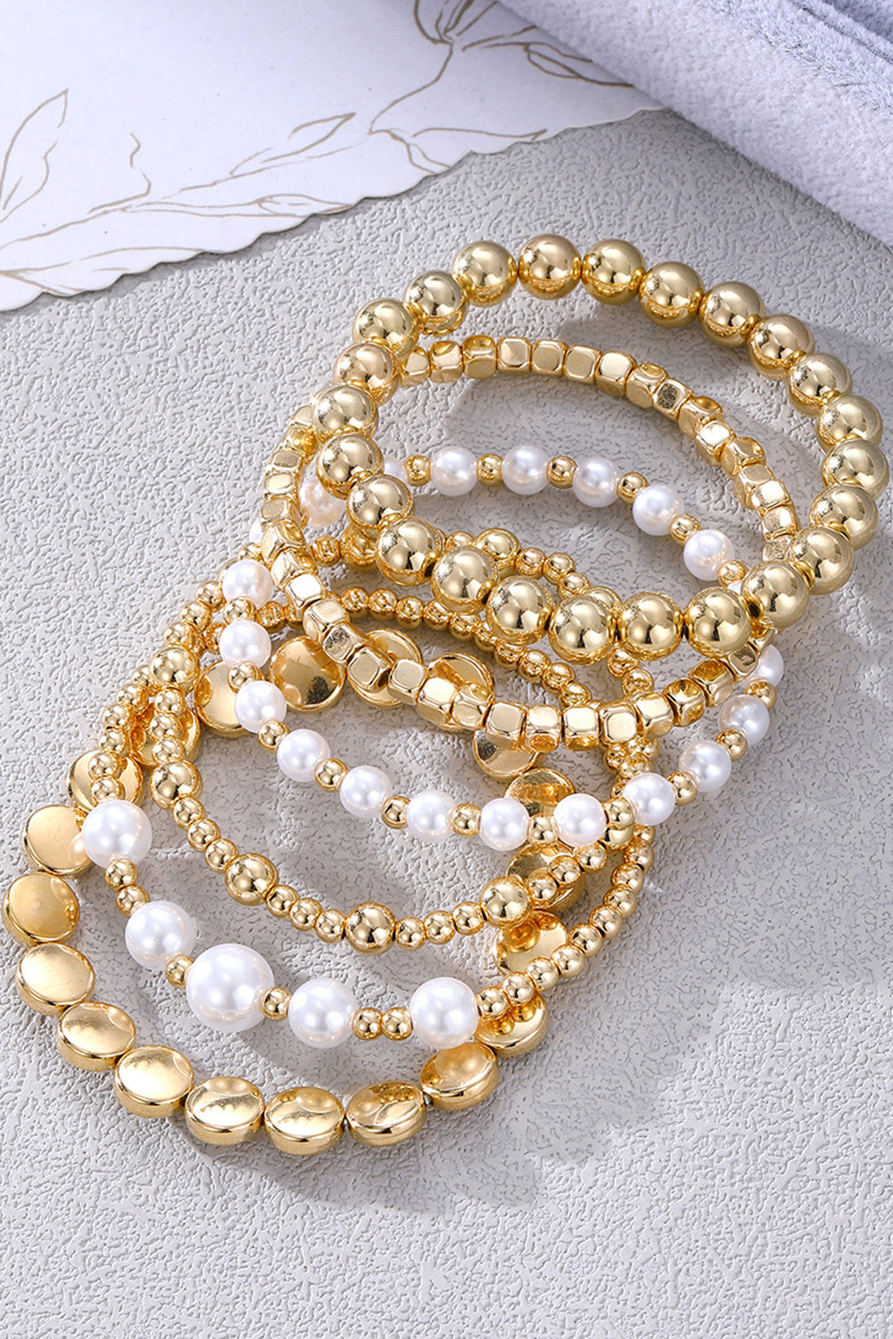 Gold Minimalist Pearl Beaded Bracelet Set - HieuLuxe