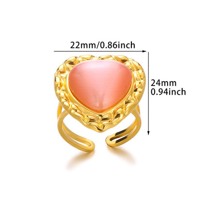 Retro Stainless Steel Heart-shaped Pendant Ring Personality All-match
