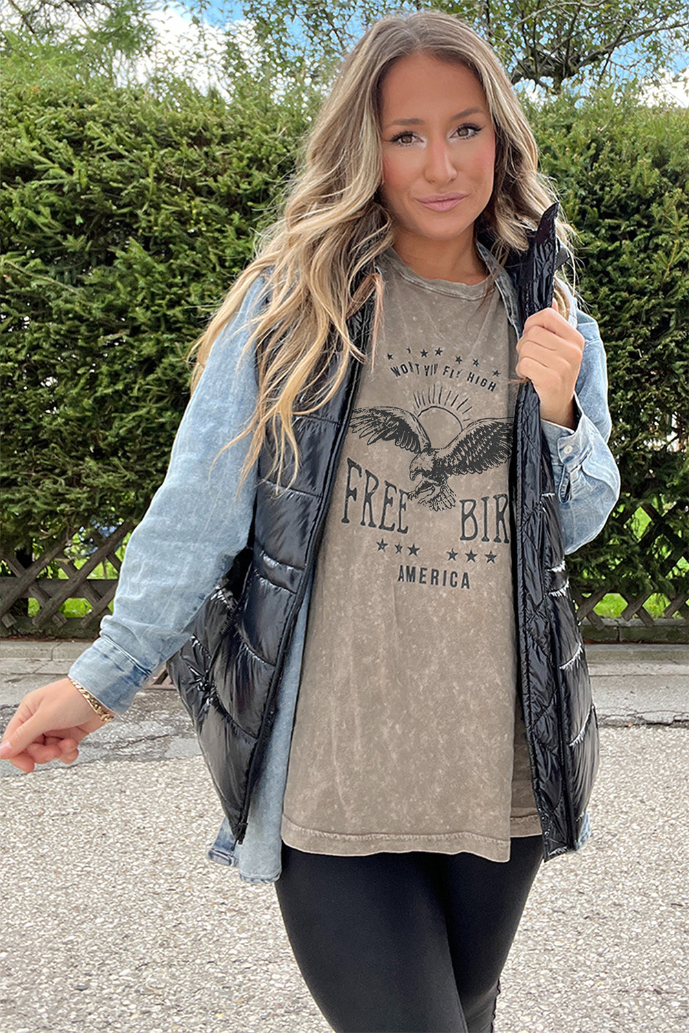 Parchment Mineral Washed Letter Graphic Top - HieuLuxe